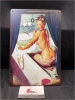 Pin Up Girl Metal Sign