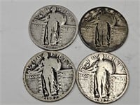 4 1927  Silver Standing Liberty Quarter Coins