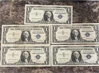 5 1957 $1 Silver certificates