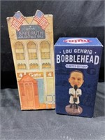 Lou Gehrig Bobblehead and Babe Ruth Doll
