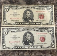 2 1963 $5 Dollar bills