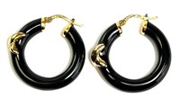 Gorgeous Italian Sterling Enameled Hoop Earrings