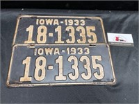 Vintage 1933 Iowa License Plates