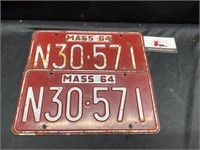 Vintage 1964 Massachusetts License Plates