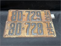 Vintage 1925 Iowa License Plates