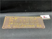 Vintage 1928 California License Plate