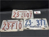 Vintage 1948 and 49 Nebraska License Plates