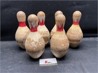 Vintage wooden bowling pins