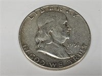 1951 Franklin Half Dollar Silver Coin