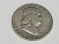 1954 Franklin Half Dollar Silver Coin