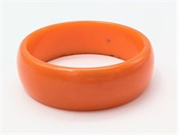 Vibrant Orange Bakelite Bangle Bracelet