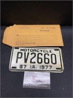 1977 Iowa Motorcycle License Plate