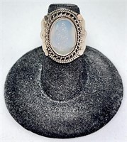 Sterling Moonstone Drusy Ring 8 Grams Size 6