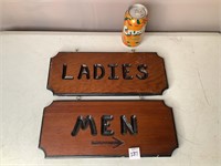 Wooden Bathroom Signs from Walls of the Diner