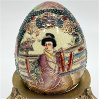 Asian Enameled Decorative Egg with a Stand