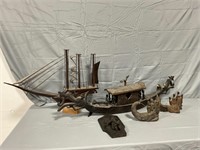 Carved Wood Boats & More