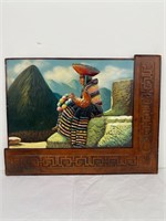 Vtg Peruana Hand Painted Embossed Leather Art