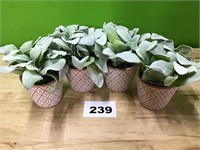 Ceramic planters with fake plants lot of 4