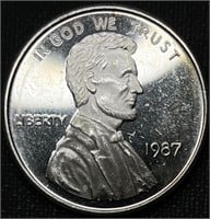 Vintage 1987 Lincoln Silver Round