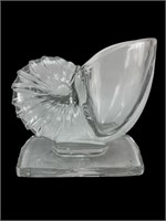 Clear Glass Nautilus Seashell Bookend/Planter