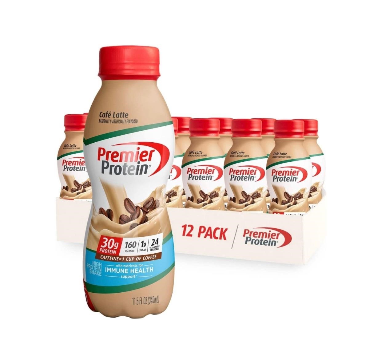 12 Pack Premier Protein Shake, Café Latte BB 05/24