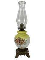 Vintage HandPainted Glass Victorian Kerosene Lamp