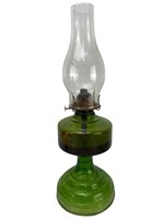 Vintage Green Eagle Glass Kerosene Oil Lamp