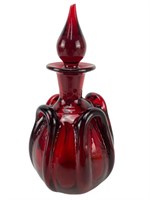 Empoli Ruby Red Glass Genie Bottle With Stopper