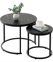 ABOXOO ROUND NESTING COFFEE TABLE SIDE TABLE SET