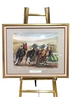 Jack Cooley signed lithograph horse track racing