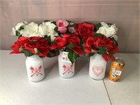 Valentine Jars with Flowers