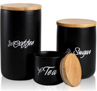 TOPZEA SET OF 3 KITCHEN CANISTER(BLACK) USED