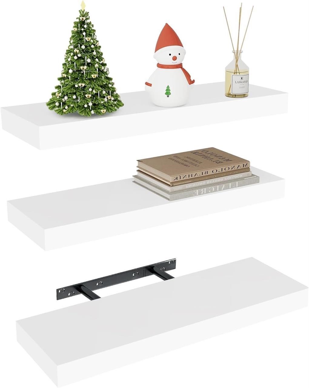 24" 3PK Vervida White Floating Shelves