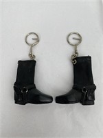 Vtg Pair of Mini Leather Cowboy Boot Keychains