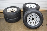 (2) 15" trailer 6 lug wheels, (4) 15" trailer 5 lu