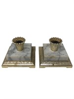 Short marble and metal candle stick holders