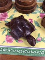 Wood carved turtle