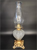 Antique White Satin Drape Oil Lamp Matches lot 92