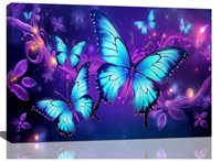Blue Butterfly Wall Art 24"X36"