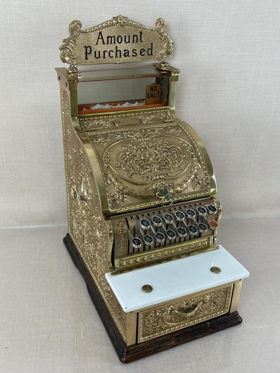 Antique National Brass Barbershop Cash Register