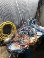 Air hose, trouble light, booster cables,