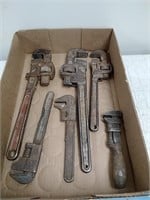 Group of vintage pipe wrenches