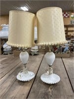 Pair of Hobnail Dresser Lamps PU ONLY