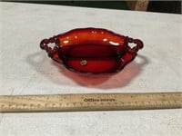 Cambridge Red Divided Glass Bowl