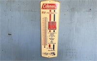 Vintage Coleman RV Tin Sign with Temperature