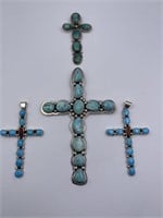 Sterling and Turquoise SW Crosses