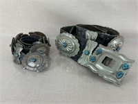 SW Silver and Turquoise Concho Belts