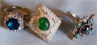 D - LOT OF 3 COSTUME JEWELRY RINGS (J3)