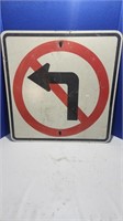 No left turn street sign