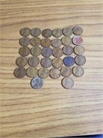 32 miscellaneous wheat pennies